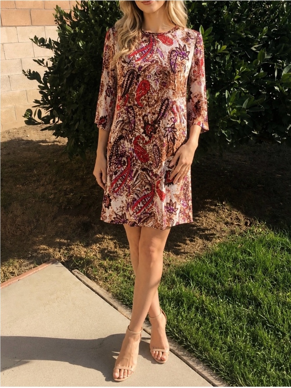 Kut from the Kloth Red and Purple Floral Dress